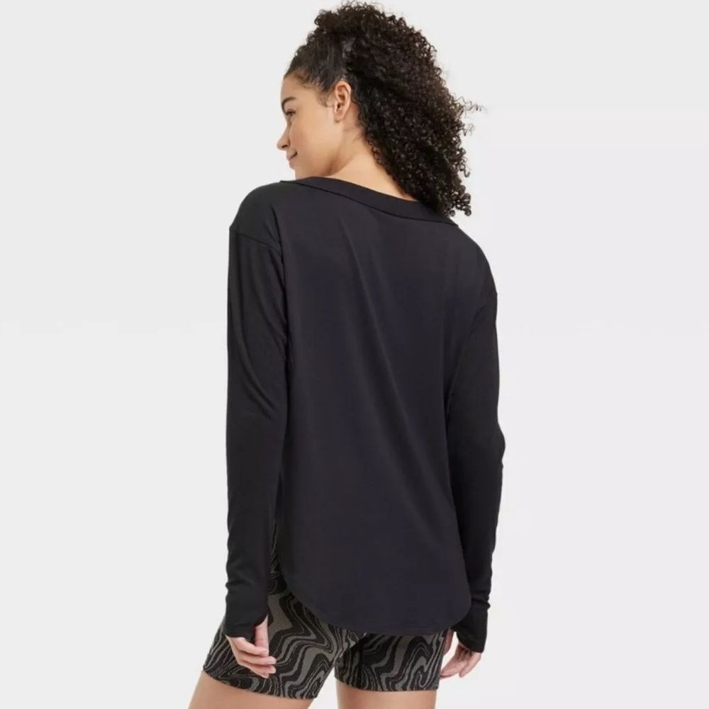Joy Lab Black Trendy Thumb Hole Sleeve‎ Stretchy Tunic top XXL - Picture 2 of 11